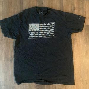 Columbia black t shirt imprint on front. Gently worn